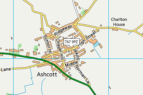 Ashcott Village Hall map (TA7 9PZ) - OS VectorMap District (Ordnance Survey)