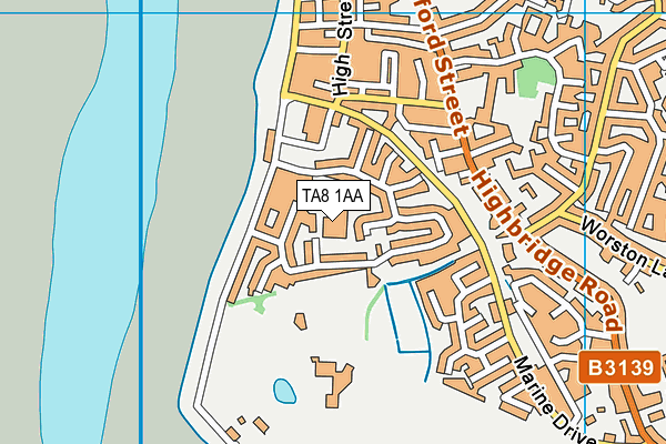 TA8 1AA map - OS VectorMap District (Ordnance Survey)