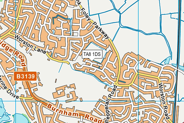 TA8 1DS map - OS VectorMap District (Ordnance Survey)