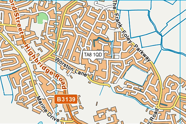 TA8 1QD map - OS VectorMap District (Ordnance Survey)