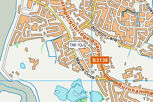 TA8 1QJ map - OS VectorMap District (Ordnance Survey)