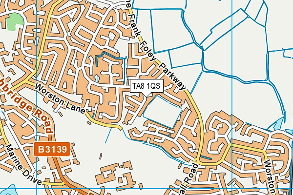 TA8 1QS map - OS VectorMap District (Ordnance Survey)