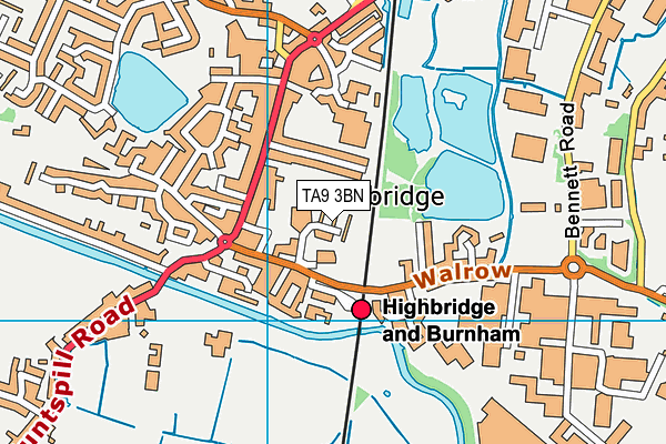 Highbridge Recreation Ground map (TA9 3BN) - OS VectorMap District (Ordnance Survey)
