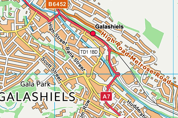 TD1 1BD map - OS VectorMap District (Ordnance Survey)