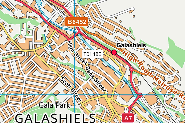 TD1 1BE map - OS VectorMap District (Ordnance Survey)