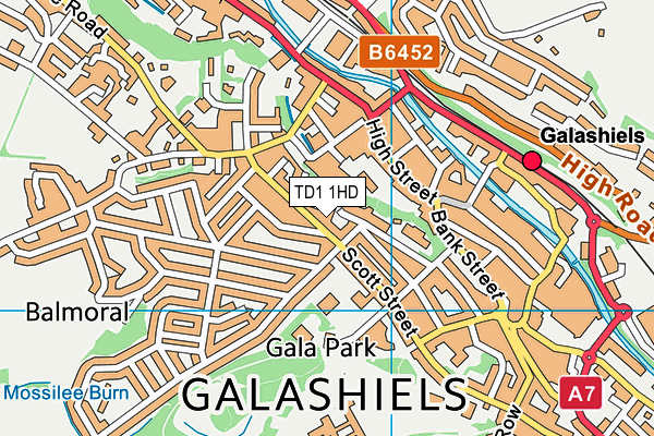 TD1 1HD map - OS VectorMap District (Ordnance Survey)
