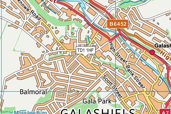 TD1 1HF map - OS VectorMap District (Ordnance Survey)