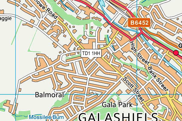 TD1 1HH map - OS VectorMap District (Ordnance Survey)