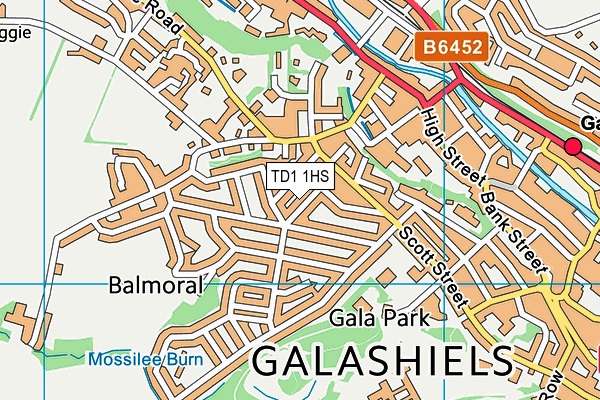 TD1 1HS map - OS VectorMap District (Ordnance Survey)