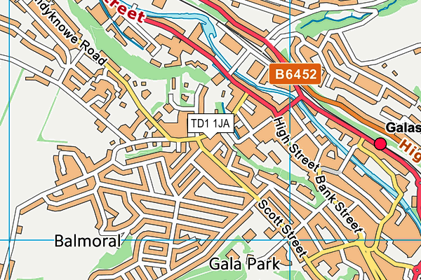 TD1 1JA map - OS VectorMap District (Ordnance Survey)