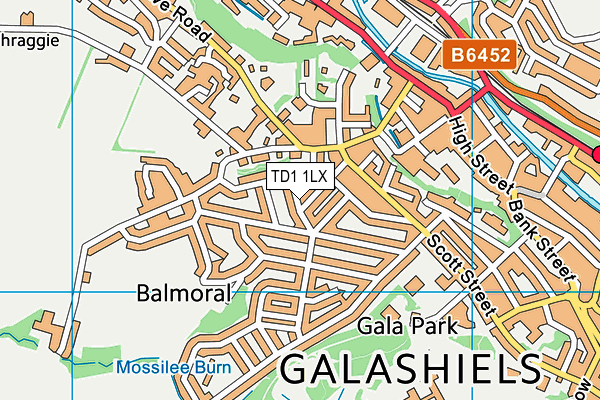TD1 1LX map - OS VectorMap District (Ordnance Survey)