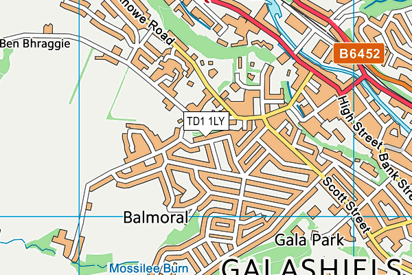 TD1 1LY map - OS VectorMap District (Ordnance Survey)