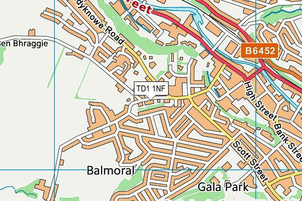 TD1 1NF map - OS VectorMap District (Ordnance Survey)