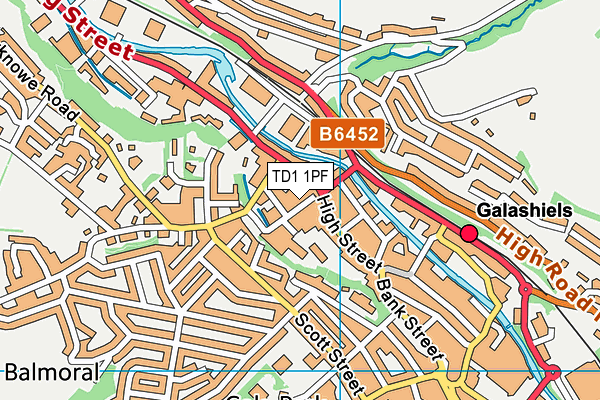 TD1 1PF map - OS VectorMap District (Ordnance Survey)