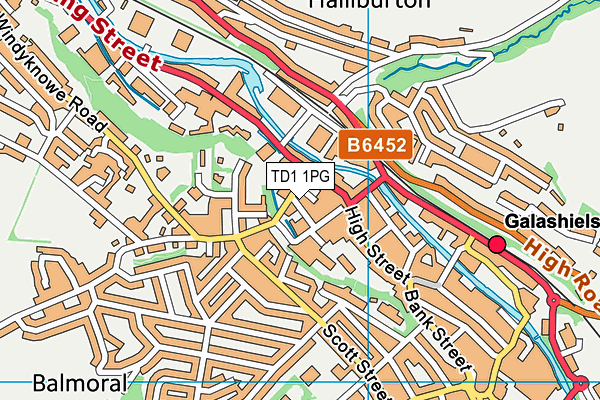 TD1 1PG map - OS VectorMap District (Ordnance Survey)