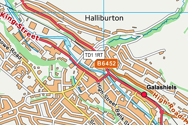 TD1 1RT map - OS VectorMap District (Ordnance Survey)