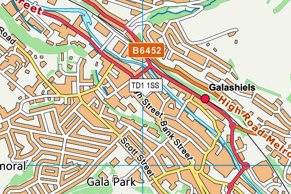 TD1 1SS map - OS VectorMap District (Ordnance Survey)
