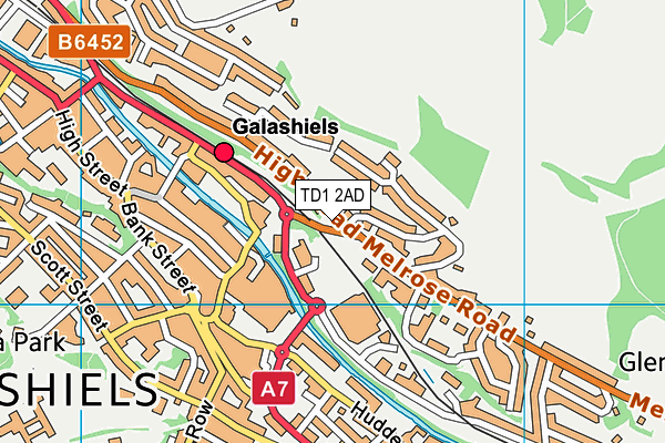 TD1 2AD map - OS VectorMap District (Ordnance Survey)