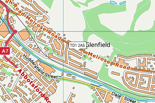 TD1 2AS map - OS VectorMap District (Ordnance Survey)