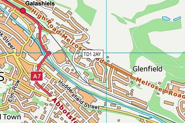 TD1 2AY map - OS VectorMap District (Ordnance Survey)