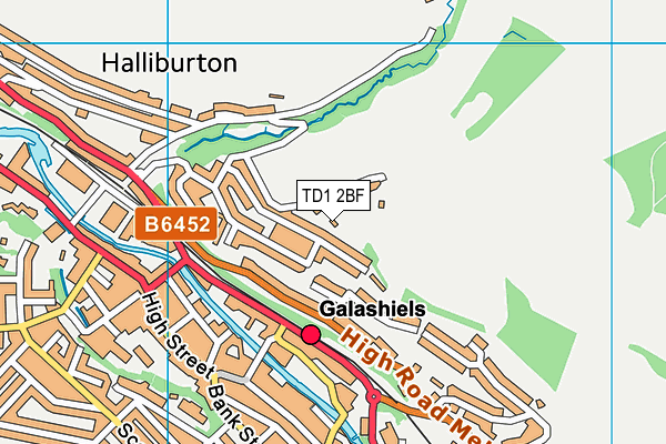 TD1 2BF map - OS VectorMap District (Ordnance Survey)
