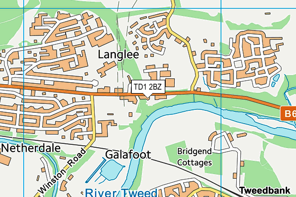 TD1 2BZ map - OS VectorMap District (Ordnance Survey)