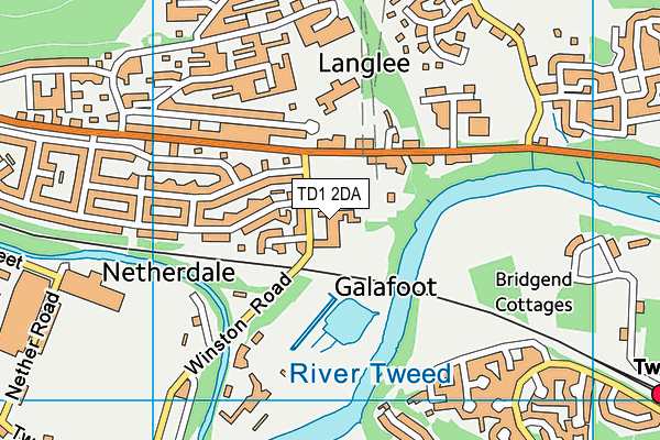 TD1 2DA map - OS VectorMap District (Ordnance Survey)