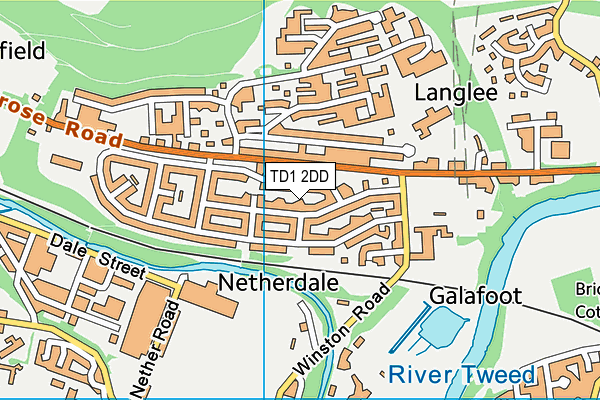 TD1 2DD map - OS VectorMap District (Ordnance Survey)