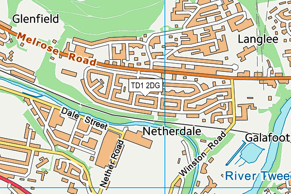 TD1 2DG map - OS VectorMap District (Ordnance Survey)