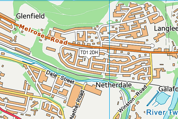 TD1 2DH map - OS VectorMap District (Ordnance Survey)