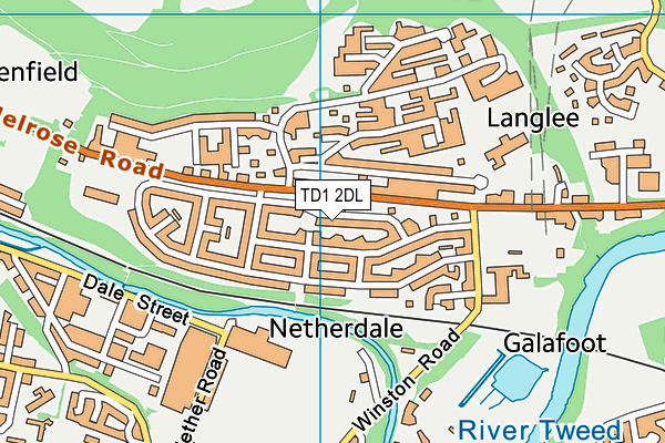TD1 2DL map - OS VectorMap District (Ordnance Survey)