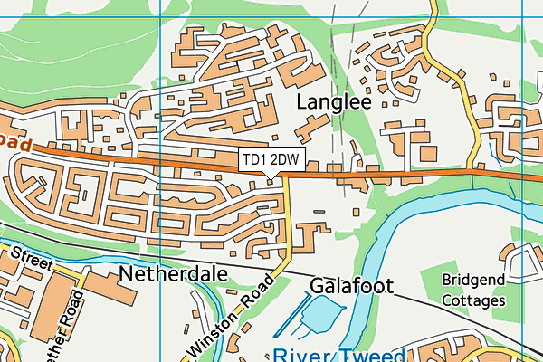 TD1 2DW map - OS VectorMap District (Ordnance Survey)