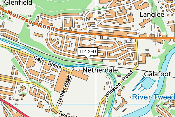 TD1 2ED map - OS VectorMap District (Ordnance Survey)