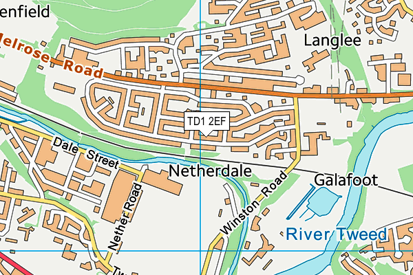 TD1 2EF map - OS VectorMap District (Ordnance Survey)