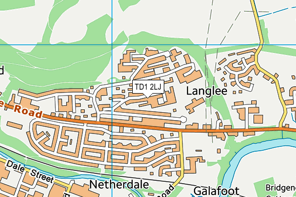 TD1 2LJ map - OS VectorMap District (Ordnance Survey)