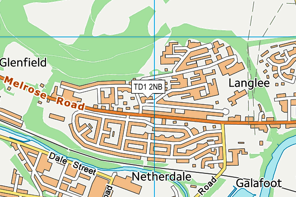 TD1 2NB map - OS VectorMap District (Ordnance Survey)