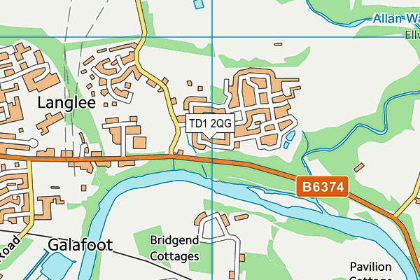 TD1 2QG map - OS VectorMap District (Ordnance Survey)
