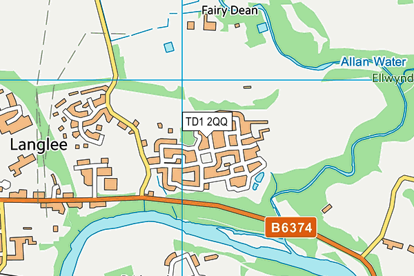 TD1 2QQ map - OS VectorMap District (Ordnance Survey)