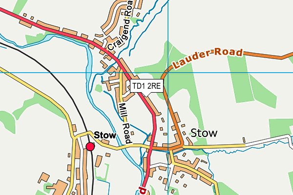TD1 2RE map - OS VectorMap District (Ordnance Survey)