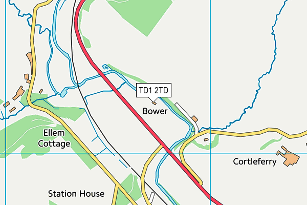 TD1 2TD map - OS VectorMap District (Ordnance Survey)