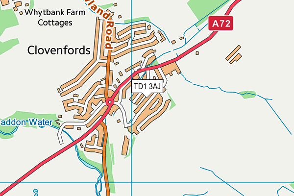 TD1 3AJ map - OS VectorMap District (Ordnance Survey)