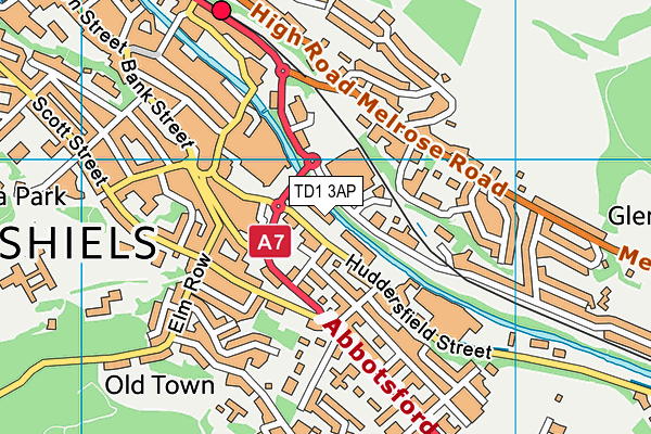 TD1 3AP map - OS VectorMap District (Ordnance Survey)
