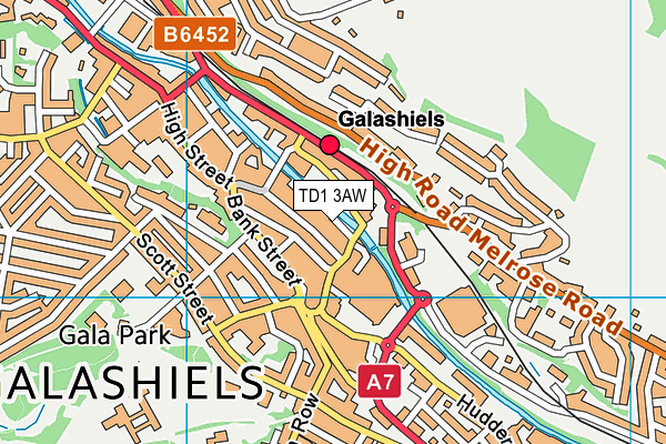 TD1 3AW map - OS VectorMap District (Ordnance Survey)