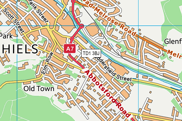 TD1 3BJ map - OS VectorMap District (Ordnance Survey)