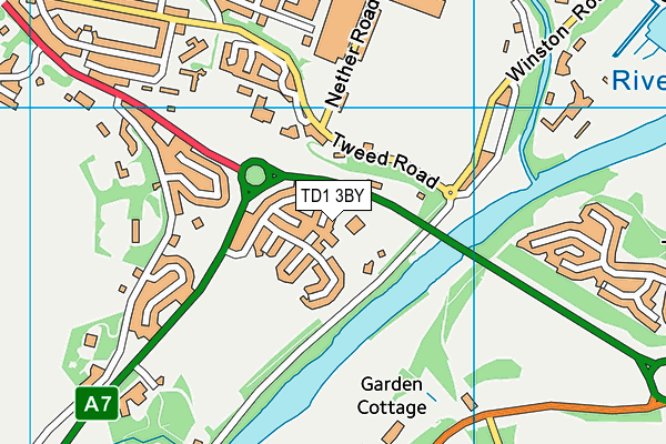 TD1 3BY map - OS VectorMap District (Ordnance Survey)