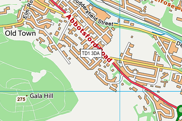 TD1 3DA map - OS VectorMap District (Ordnance Survey)