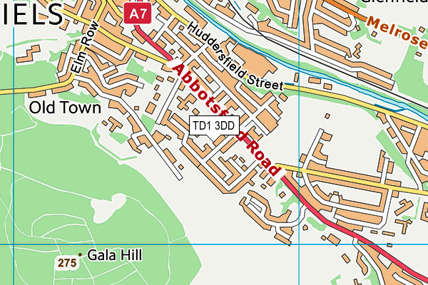 TD1 3DD map - OS VectorMap District (Ordnance Survey)