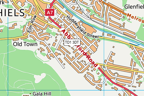 TD1 3DT map - OS VectorMap District (Ordnance Survey)