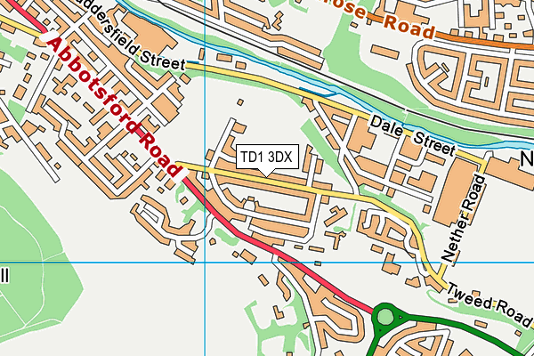 TD1 3DX map - OS VectorMap District (Ordnance Survey)