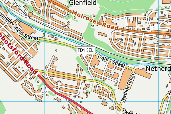 TD1 3EL map - OS VectorMap District (Ordnance Survey)